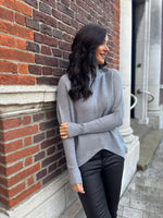 Grey Ribbed Dip Hem Jumper Vicky